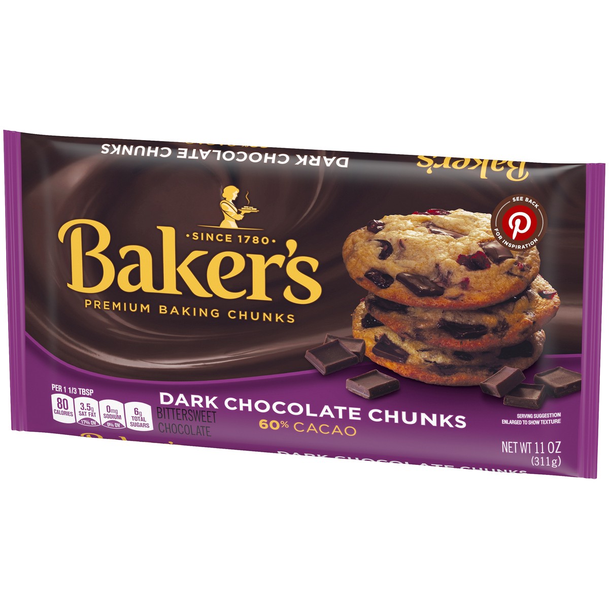 slide 5 of 11, Baker's Dark Chocolate Baking Chunks, 11 oz Bag, 11 oz