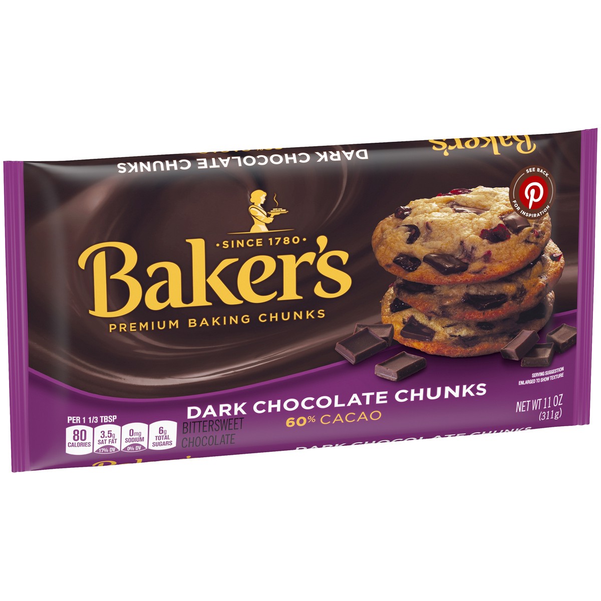 slide 8 of 11, Baker's Dark Chocolate Baking Chunks, 11 oz Bag, 11 oz