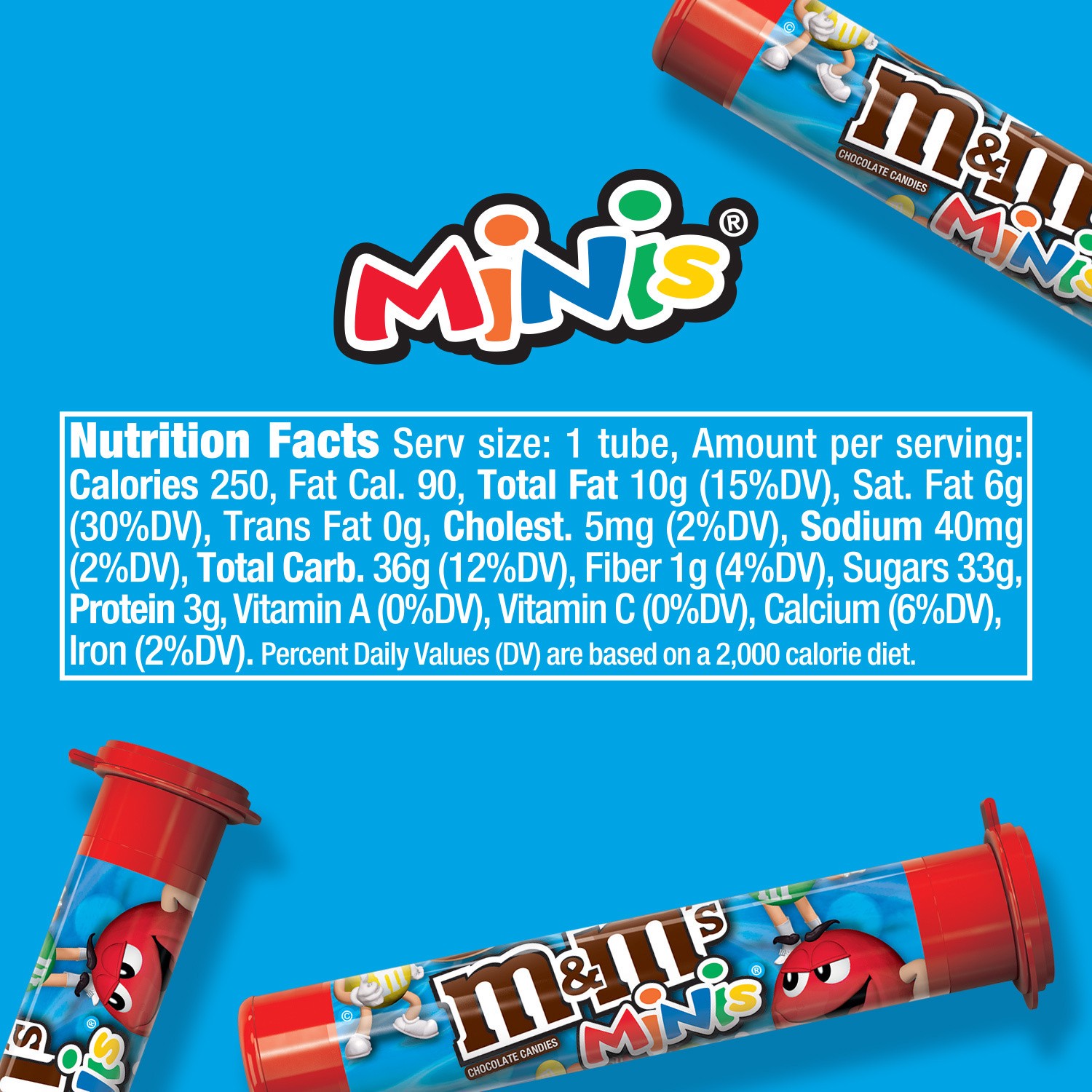 slide 8 of 8, M&M's Minis Milk Chocolate Candy, 1.77 oz Mega Tube (Packaging May Vary), 1.77 oz