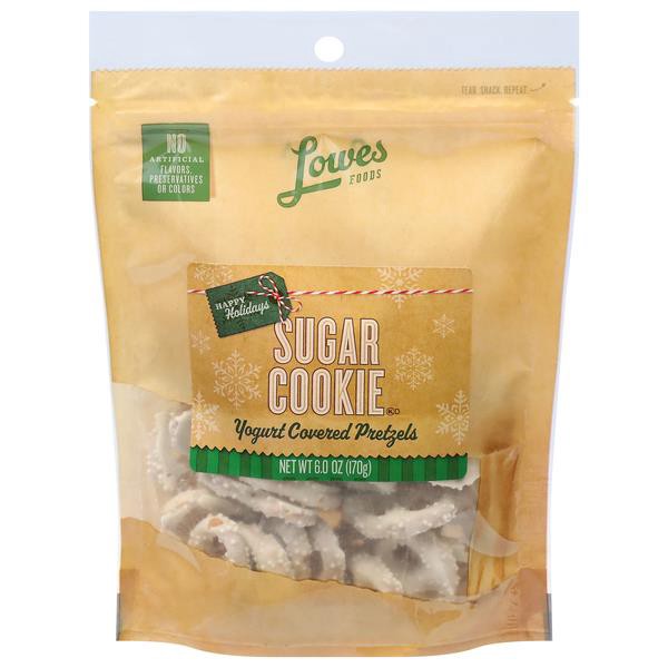 slide 1 of 1, Lowes Foods Sugar Cookie Yogurt Covered Pretzels, 6 oz