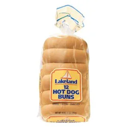 Lakeland Hot Dog Buns Jumbo 12 ea