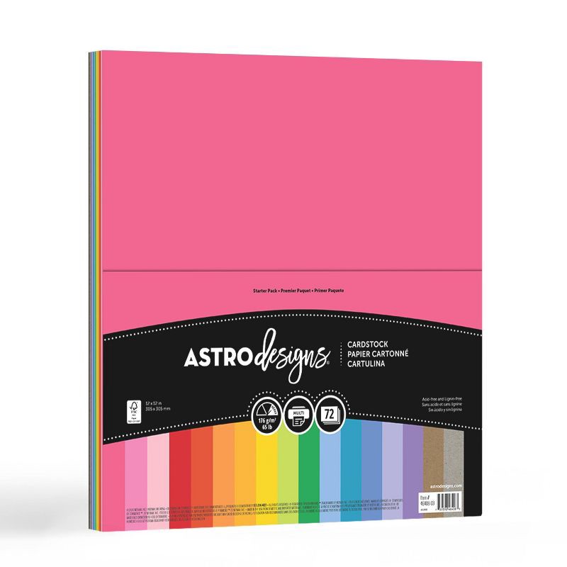 slide 1 of 5, Astrodesigns 12" x 12" 72-Sheet Creative Collection Specialty Cardstock Starter Kit 65 lb 18 Colors, 65 lb