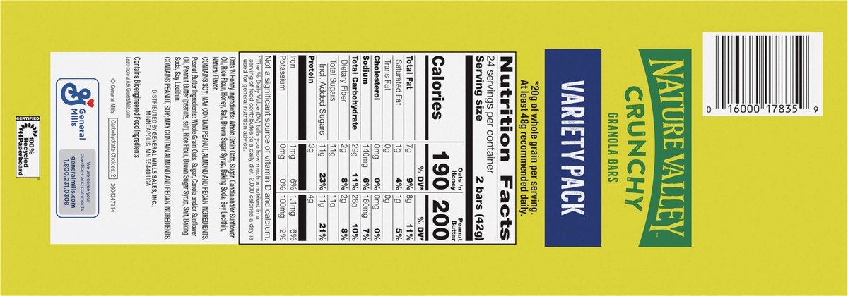 slide 5 of 13, Nature Valley Crunchy Granola Bars, Variety Pack, 48 Bars, 35.76 OZ (24 Pouches), 24 ct