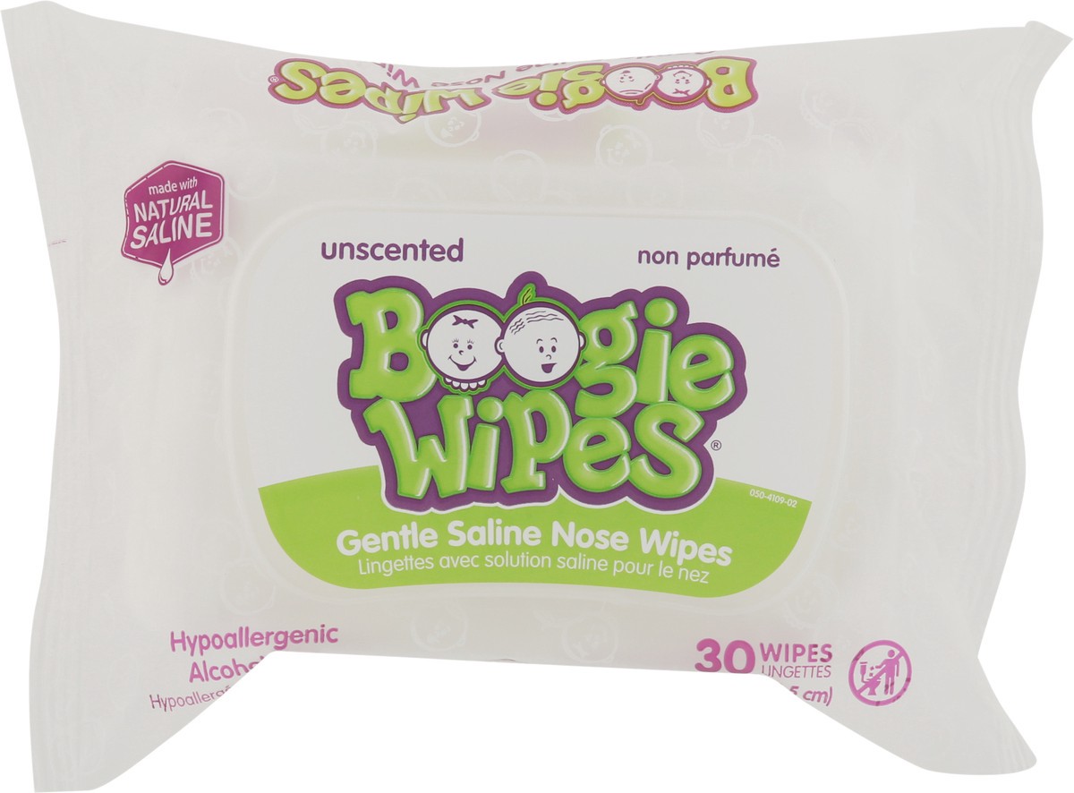 slide 6 of 9, Boogie Wipes Unscented Nose Wipes Saline, 30 ct