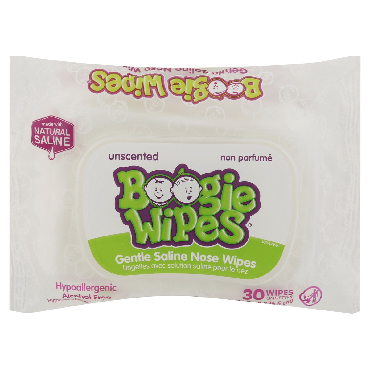 slide 1 of 9, Boogie Wipes Unscented Nose Wipes Saline, 30 ct