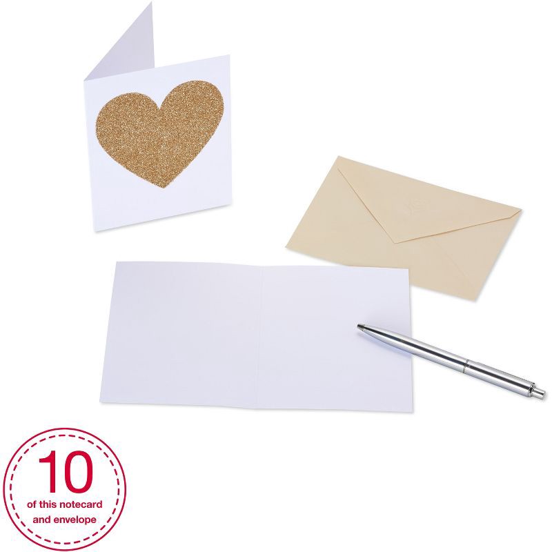 slide 3 of 4, Carlton Cards 10ct Blank Cards with Envelopes Heart Gold, 10 ct