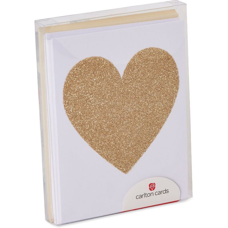 slide 4 of 4, Carlton Cards 10ct Blank Cards with Envelopes Heart Gold, 10 ct