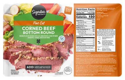 slide 1 of 1, Signature Select Beef Corned Beef Bottom Round Flat Cut - 3.25 Lb, per lb
