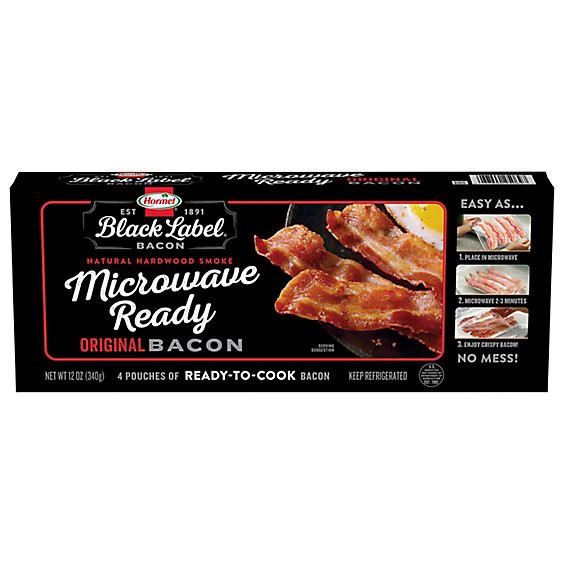 slide 1 of 1, Hormel Black Label Microwave Ready Original Bacon - 12 Oz., 12 oz