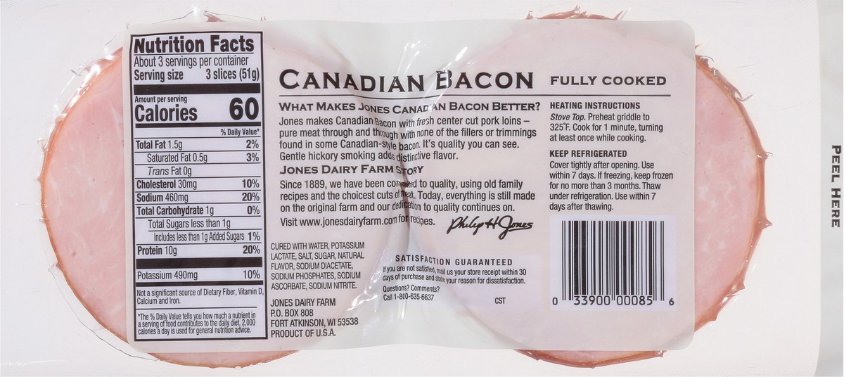 slide 8 of 12, Jones Canadian Bacon - 6 Oz, 6 oz