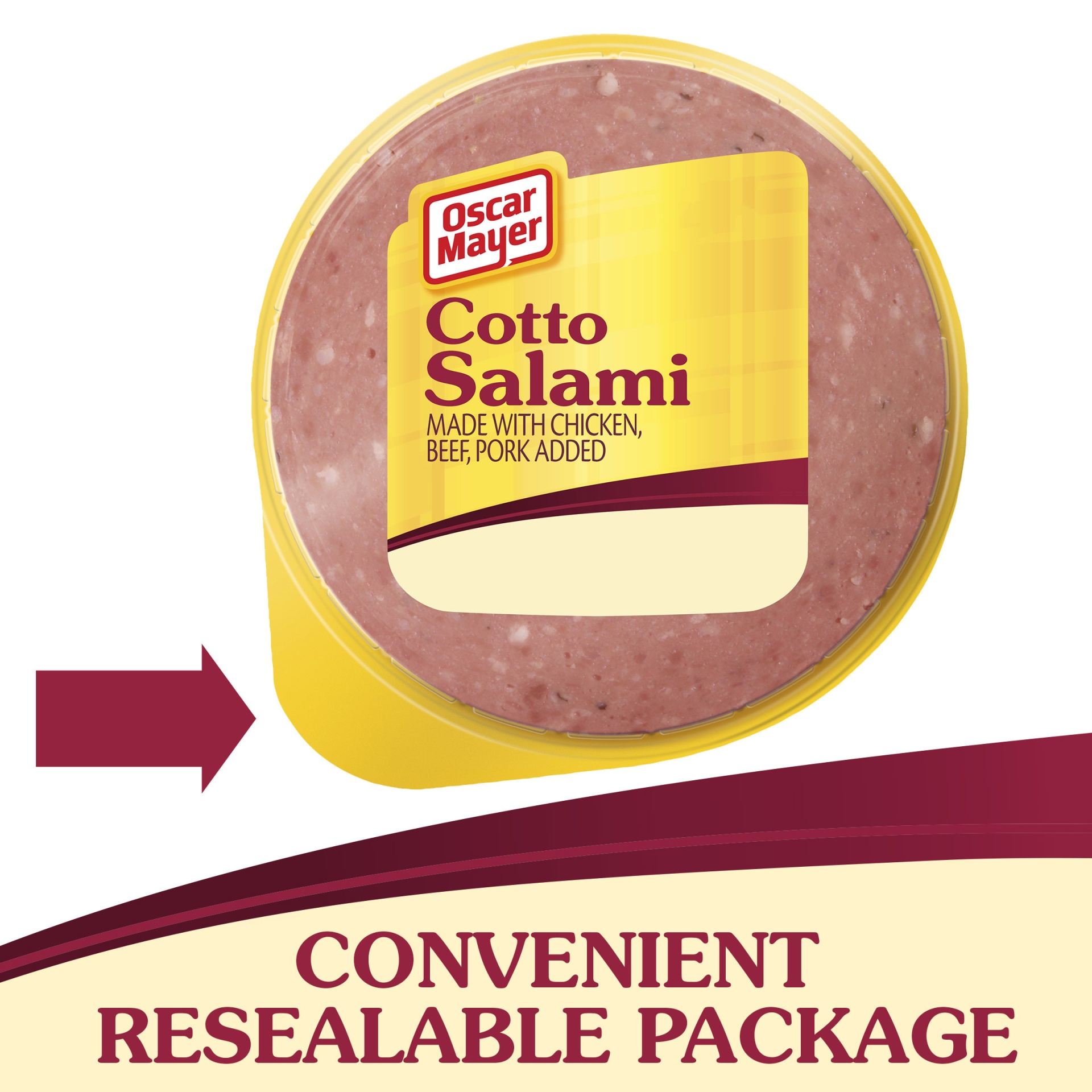 slide 3 of 5, Oscar Mayer Cotto Salami Made with Chicken And Beef, Pork Added Sliced Lunch Meat Pack, 16 oz