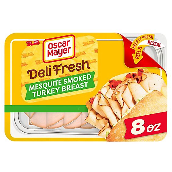 slide 1 of 8, Oscar Mayer Deli Fresh Mesquite Smoked Sliced Turkey Breast Deli Lunch Meat - 8 Oz, 8 oz