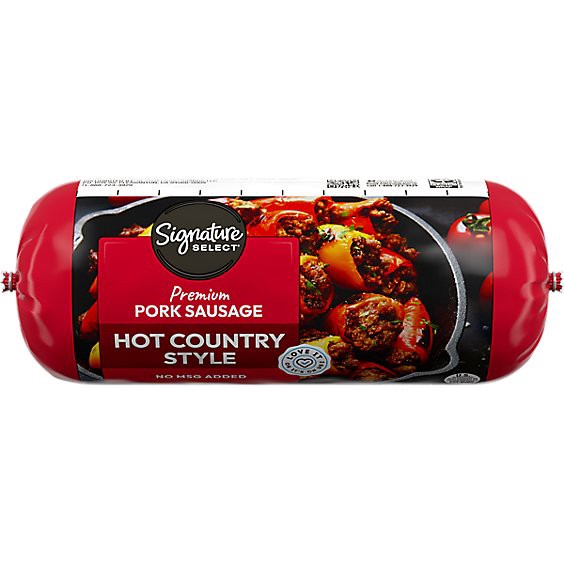 slide 1 of 1, Signature Select Roll Hot Country Style Pork Sausage - 16 Oz, 16 oz