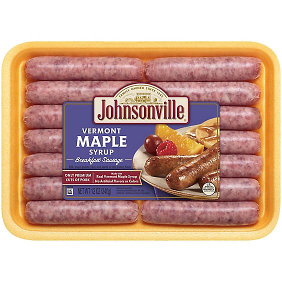 slide 1 of 12, Johnsonville Vermont Maple Syrup Breakfast Sausage - 12 Oz., 12 oz