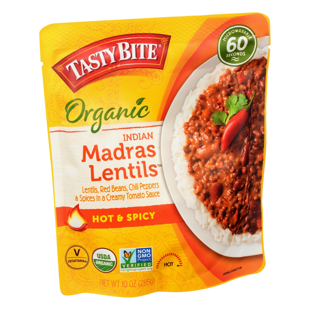slide 2 of 10, Tasty Bite Indian Hot & Spicy Madras Lentils, 10 oz