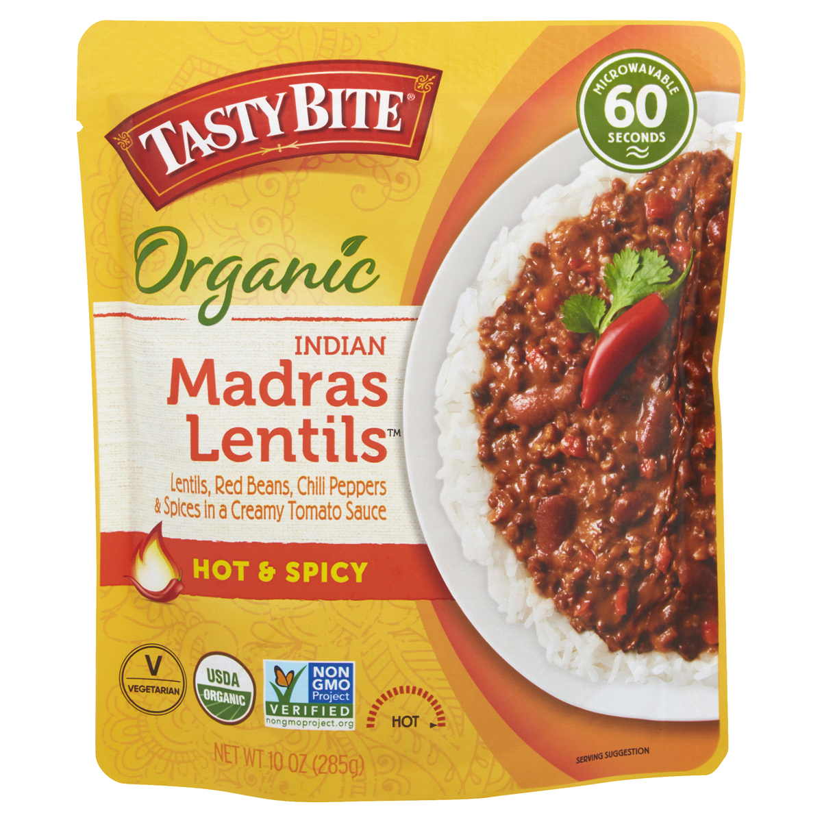 slide 1 of 10, Tasty Bite Indian Hot & Spicy Madras Lentils, 10 oz