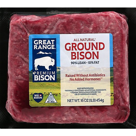 slide 1 of 11, Great Range Bison Ground Bison - 16 Oz, per lb