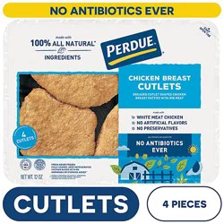 Perdue Breaded Chicken Breast Cutlets No Antibiotics Ever Refrigerated In Tray Case - 12 Oz