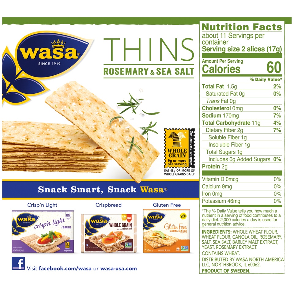 slide 6 of 8, Wasa Rosemary And Salt Thins, 6.7 fl oz