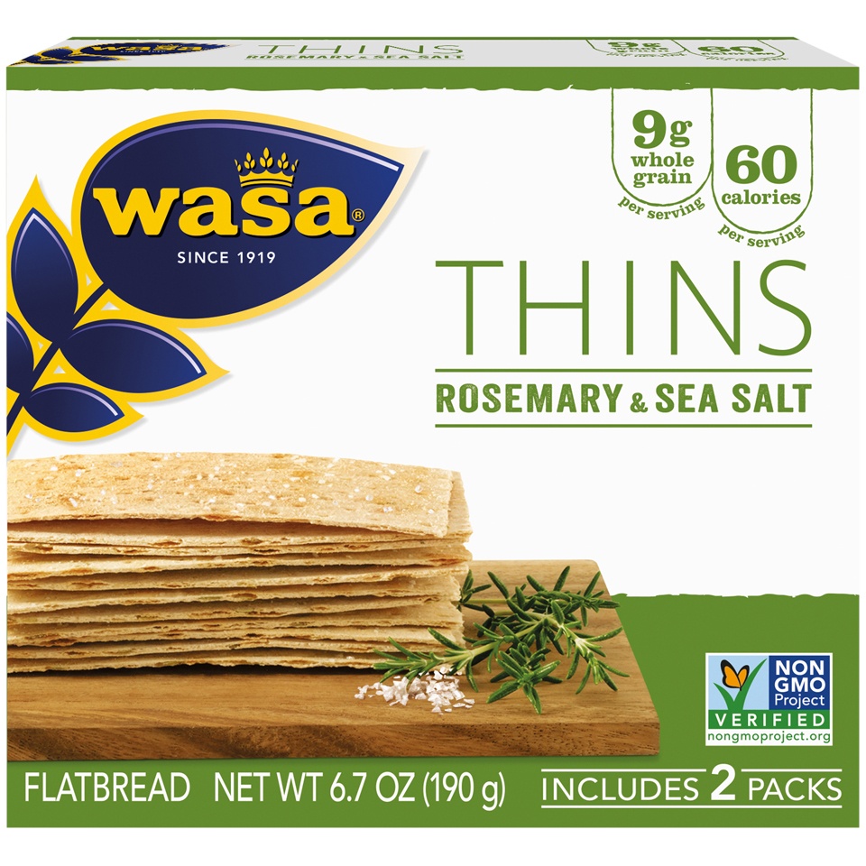 slide 1 of 8, Wasa Rosemary And Salt Thins, 6.7 fl oz
