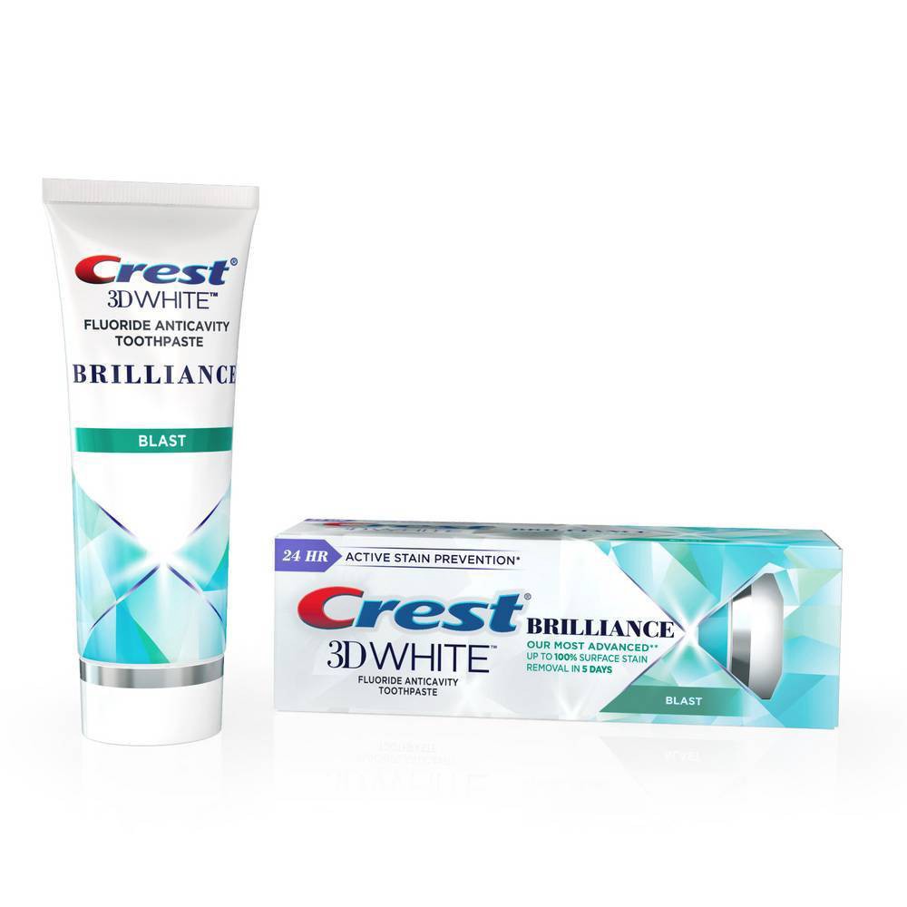 slide 1 of 4, Crest 3D White Brilliance Blast Energizing Mint Toothpaste, 4.1 oz