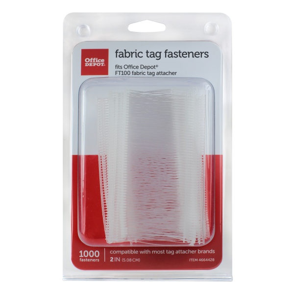 slide 1 of 3, Office Depot Brand Tag Fasteners, 2'', White, Pack Of 1,000 Fasteners, 1 ct