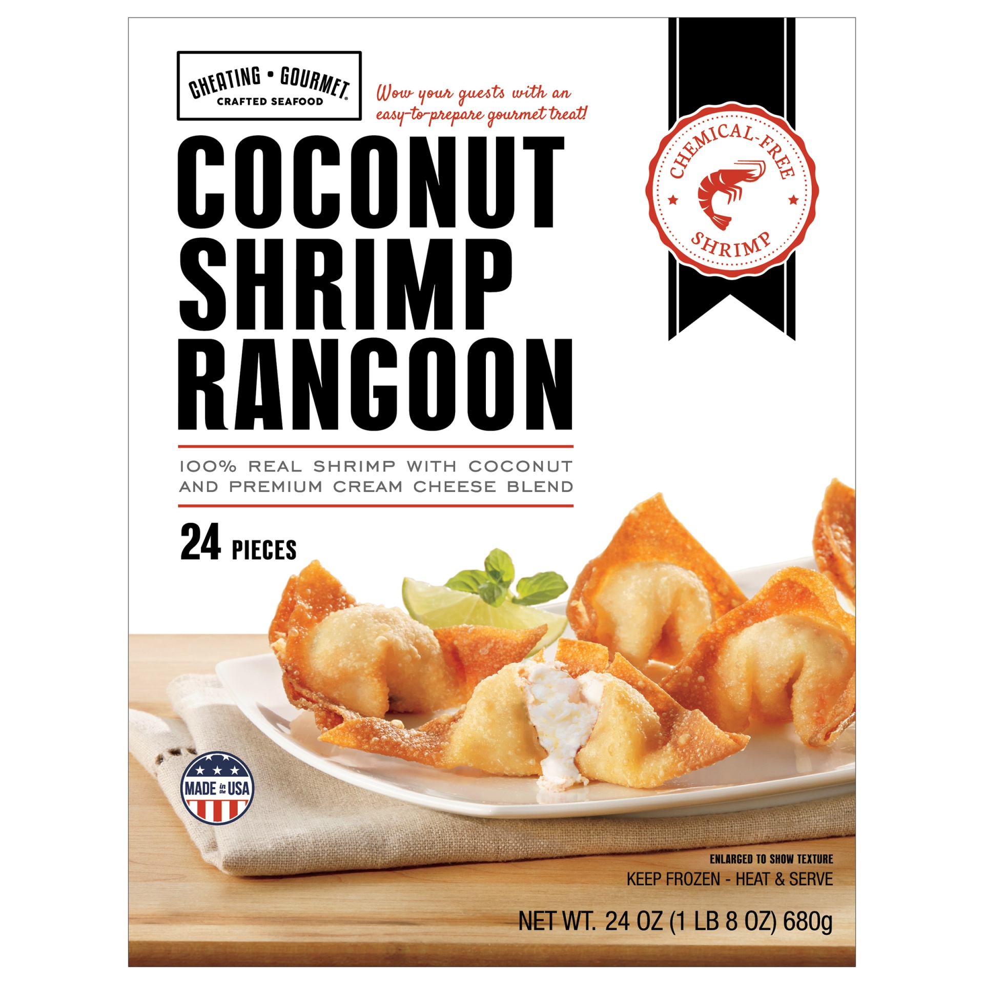 slide 1 of 2, Cheating Gourmet Coconut Shrimp Rangoon, 