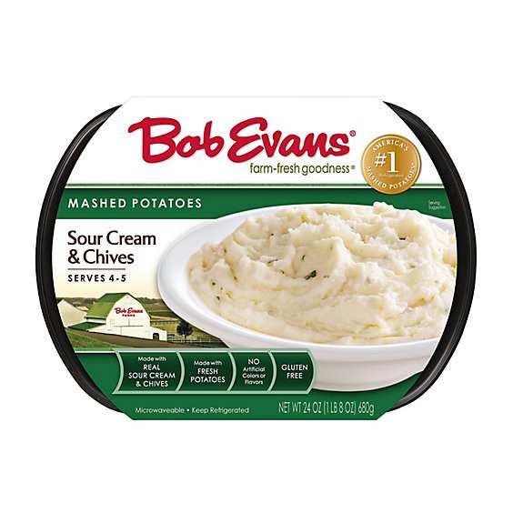 slide 1 of 1, Bob Evans Mashed Potatoes Sour Cream & Chives - 24 Oz, 24 oz