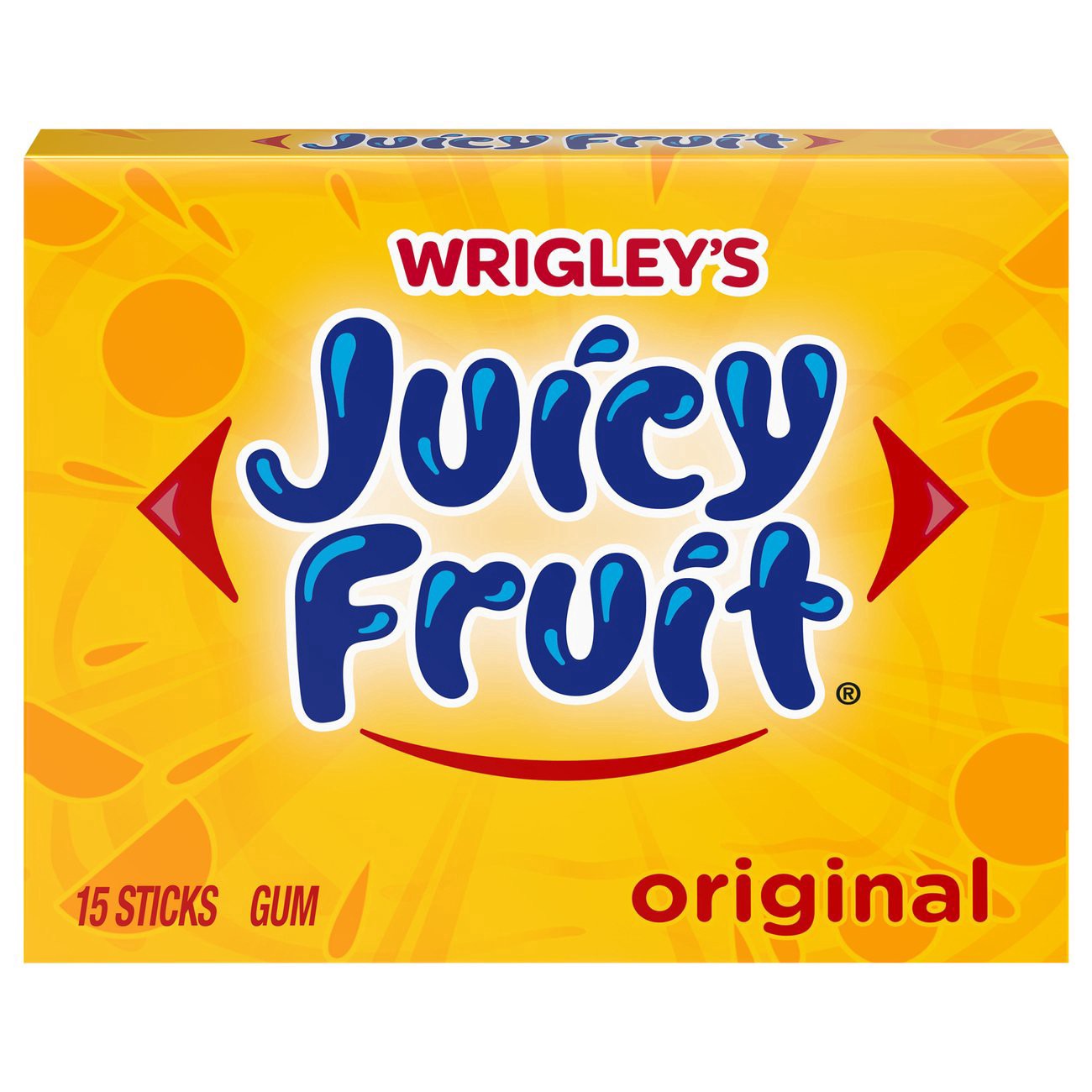 slide 1 of 2, JUICY FRUIT Original Sugar Free Bubble Gum, Single Pack, 15 Stick, 15 ct