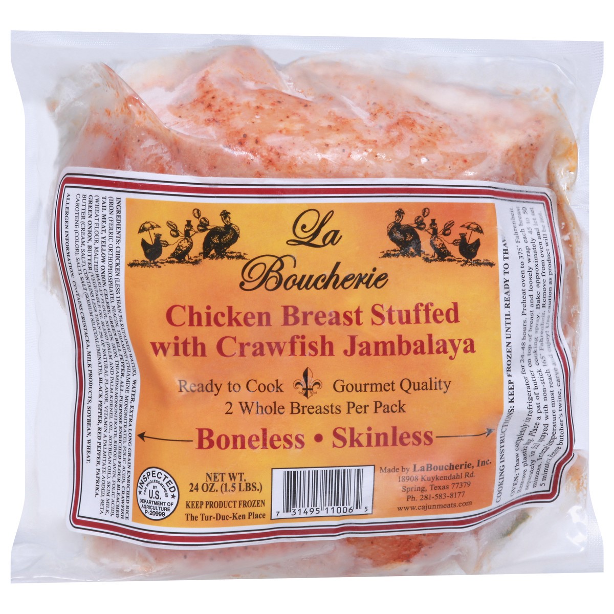 slide 4 of 9, La Boucherie Chicken Breast Stuffed with Crawfish Jambalaya 24 oz, 24 oz