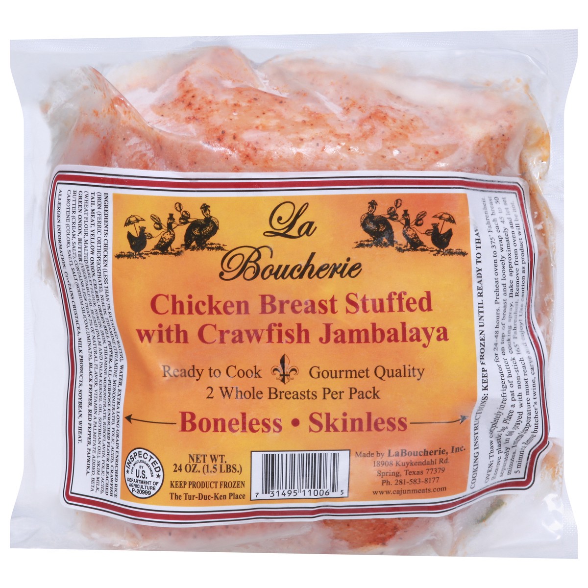 slide 6 of 9, La Boucherie Chicken Breast Stuffed with Crawfish Jambalaya 24 oz, 24 oz