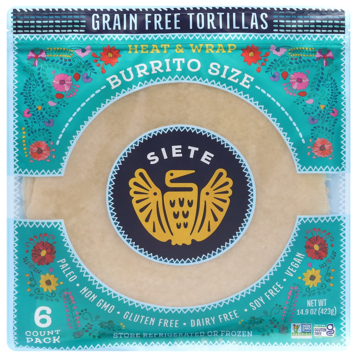 slide 1 of 9, Siete Grain Free Tortillas Burrito Size 6 ea, 1 ct