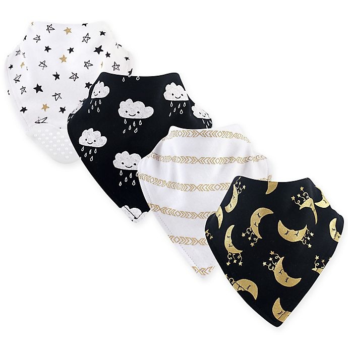 slide 1 of 1, Yoga Sprout Moon Bandana Bib With Teether - Yellow, 4 ct