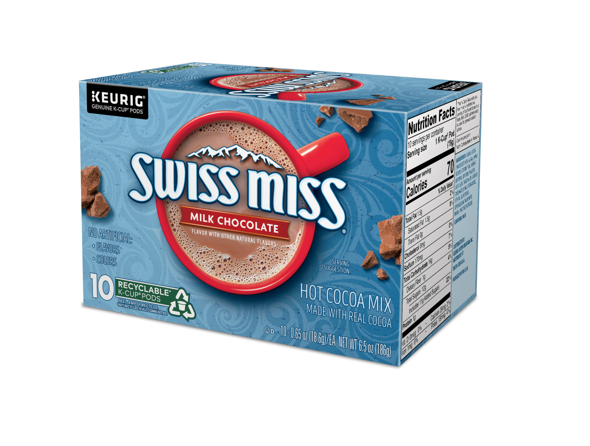 slide 4 of 5, Swiss Miss Milk Chocolate Hot Cocoa Mix K-Cup Pods, 10 ct