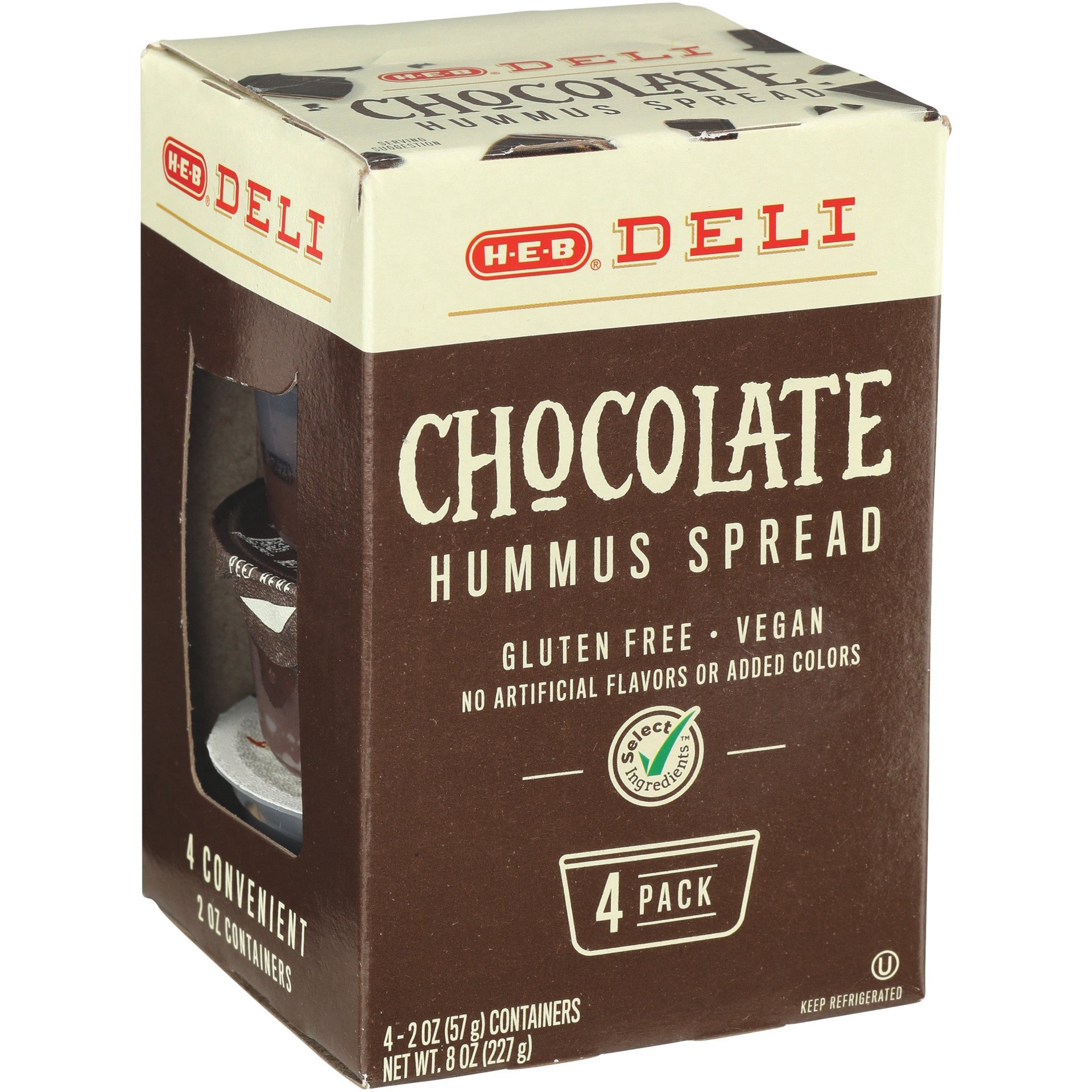 slide 1 of 1, H-E-B Deli Snack Pack - Chocolate Dessert Hummus Spread, 4 ct