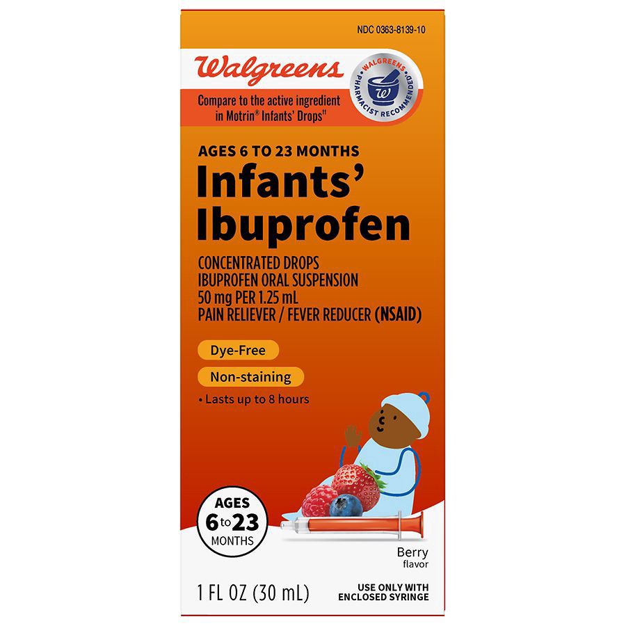 slide 1 of 5, Walgreens Infants¿ Concentrated Drops, Ibuprofen 50 mg Berry, 1 fl oz