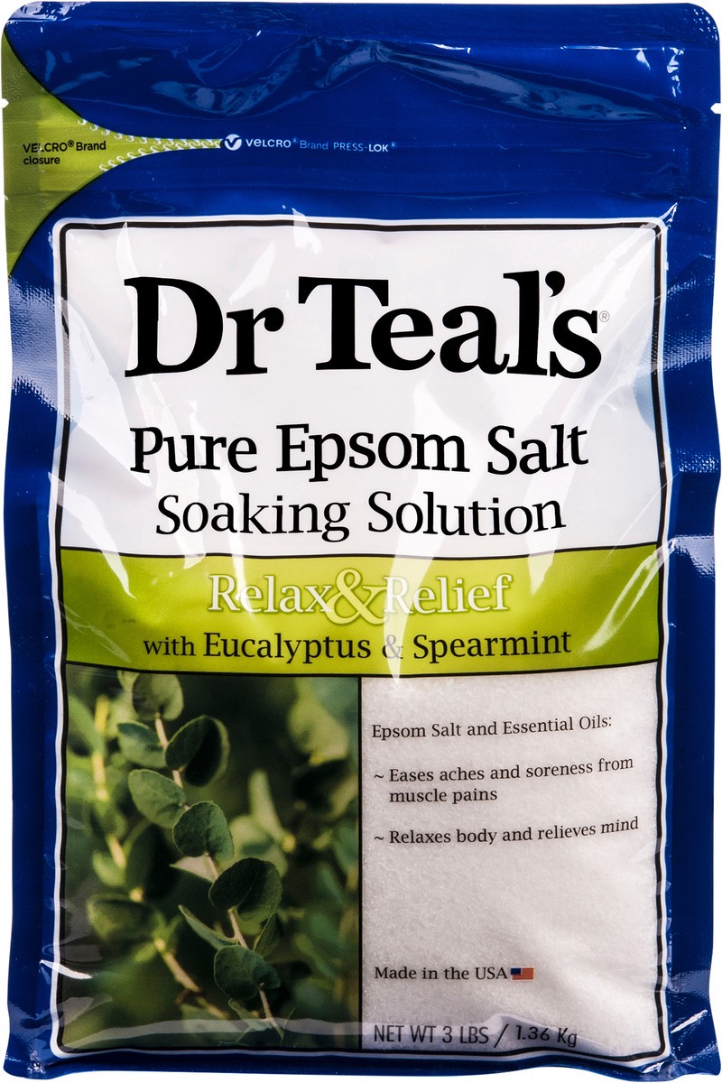 slide 5 of 7, Dr. Teal's Eucalyptus Spearmint Pure Epsom Salt Soaking Solution, 3 lb