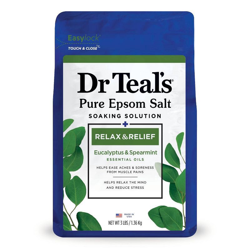 slide 1 of 7, Dr. Teal's Eucalyptus Spearmint Pure Epsom Salt Soaking Solution, 3 lb