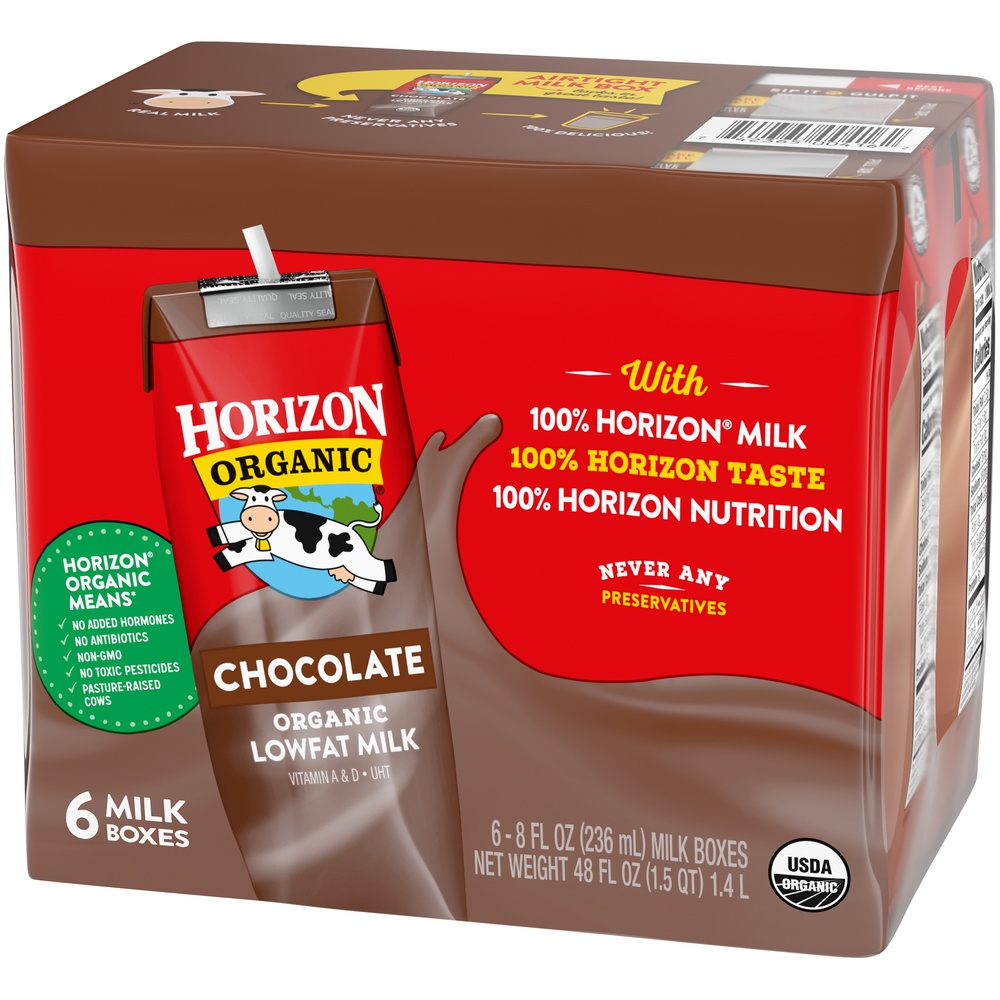 slide 7 of 9, Horizon Organic 1% Lowfat UHT Chocolate Milk, 8 fl oz