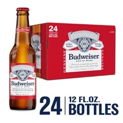 Budweiser American Lager Beer In Bottles - 24 - 12 Fl. Oz.