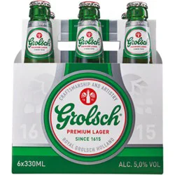 Grolsch Premium Lager Import Pale Lager Beer 5% Abv Bottles - 6-330 Ml