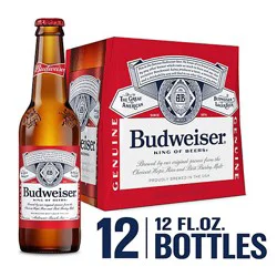 Budweiser American Lager Beer In Bottles - 12 - 12 Fl. Oz.