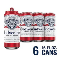 Budweiser American Lager Beer In Cans - 6 - 16 Fl. Oz.