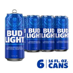 Bud Light American Lager Beer In Cans - 6 - 16 Fl. Oz.