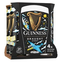 Guinness Draught Stout Beer 4.1% Abv Cans - 4-14.9 Oz