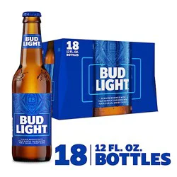 Bud Light American Lager Beer Bottles - 18 - 12 Fl. Oz.