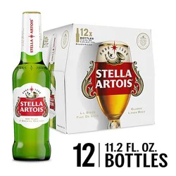 Stella Artois Premium Lager Beer Glass Bottles 5% Abv - 12-11.2 Oz