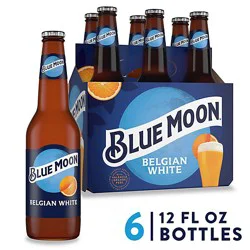 Blue Moon Belgian White Craft Belgian Style Wheat Ale Beer 5.4% Abv Bottles - 6-12 Fl. Oz.