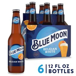 Blue Moon Belgian White Craft Belgian Style Wheat Ale Beer 5.4% Abv Bottles - 6-12 Fl. Oz.