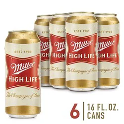 Miller High Life American Style Lager Beer 4.6% Abv Cans - 6-16 Fl. Oz.